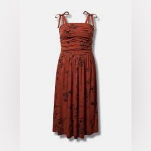 Torrid Shirred Tea Length Dress Size 0 (L/12)